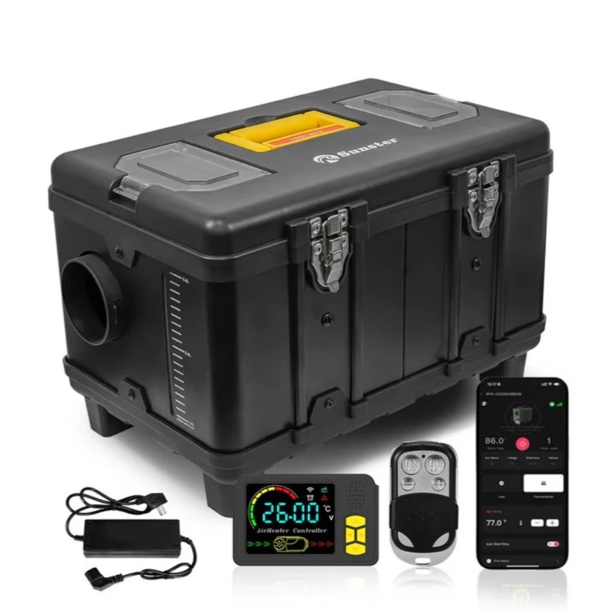 Sunster TB10 Black Edition 8 kW Toolbox Dieselfyr 12 V / 24 V & 110–240 V – Bluetooth