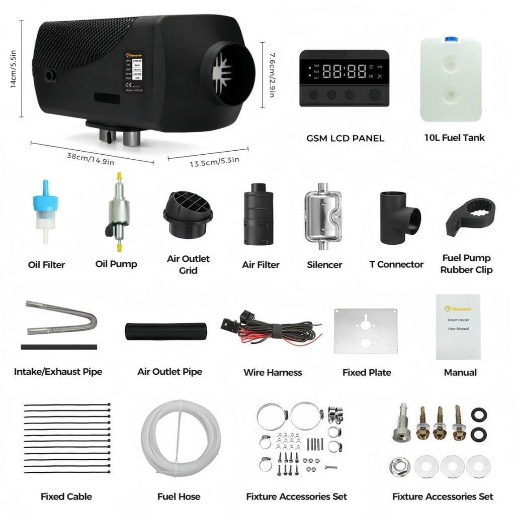 Sunster 8kW dieselfyr 12/24V med GSM
